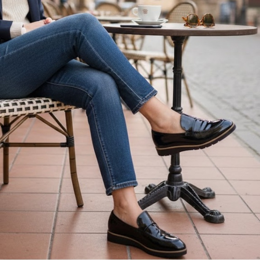 Kelly & Katie Glossy Black Loafers